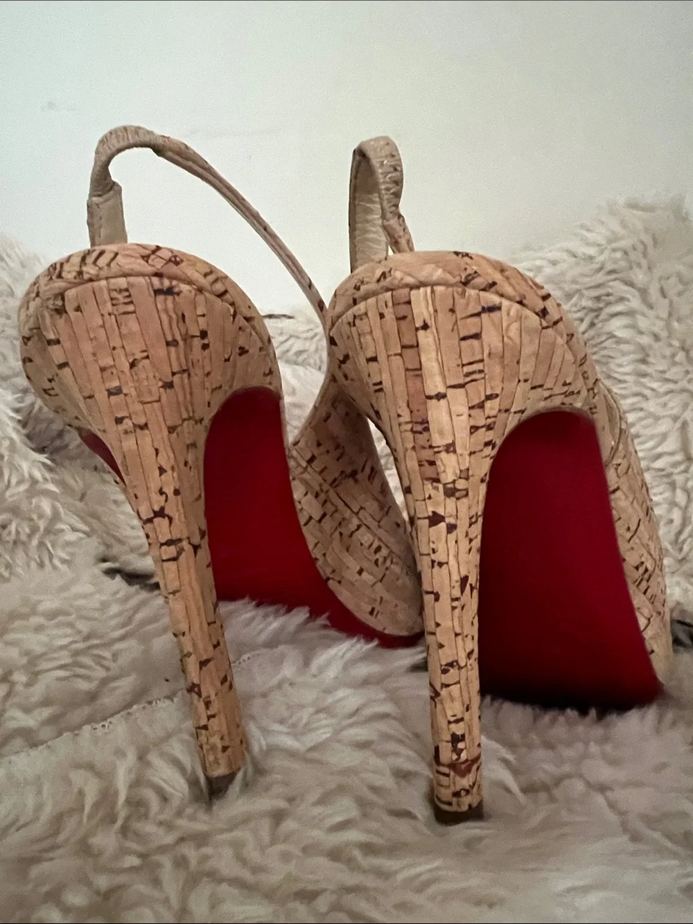 Christian Louboutin Cork Peep-Toe Slingback Heels in Natural Cork - Picture 3 of 10